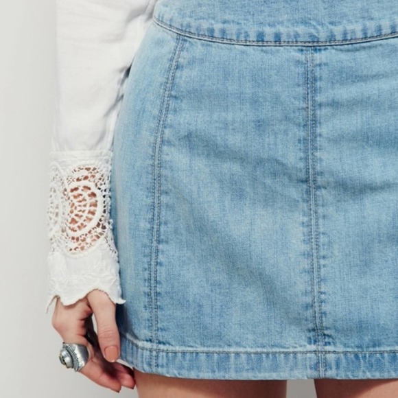 Free People Zip To It Denim Mini Jean Skirt - Picture 2 of 7
